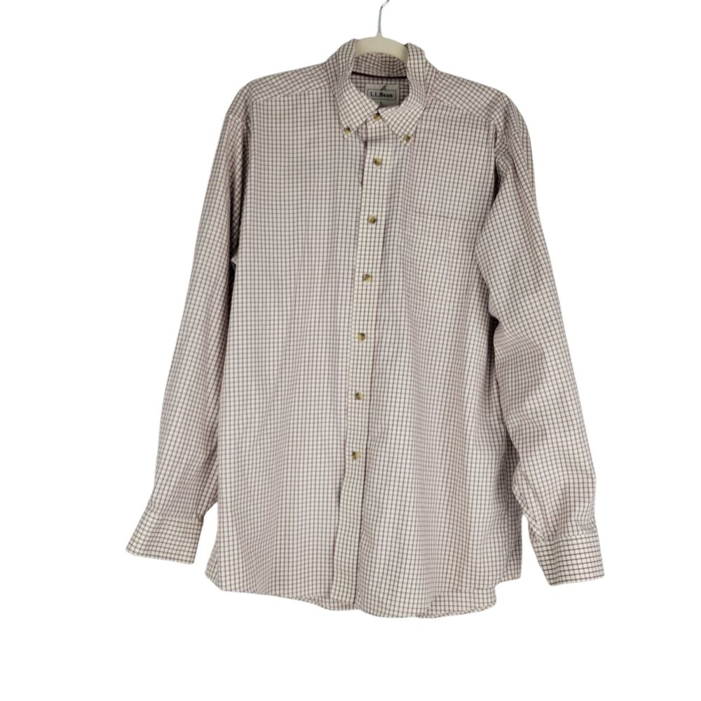 LL Bean Shirt Button Down Check 100% Cotton Mens size Large Reg